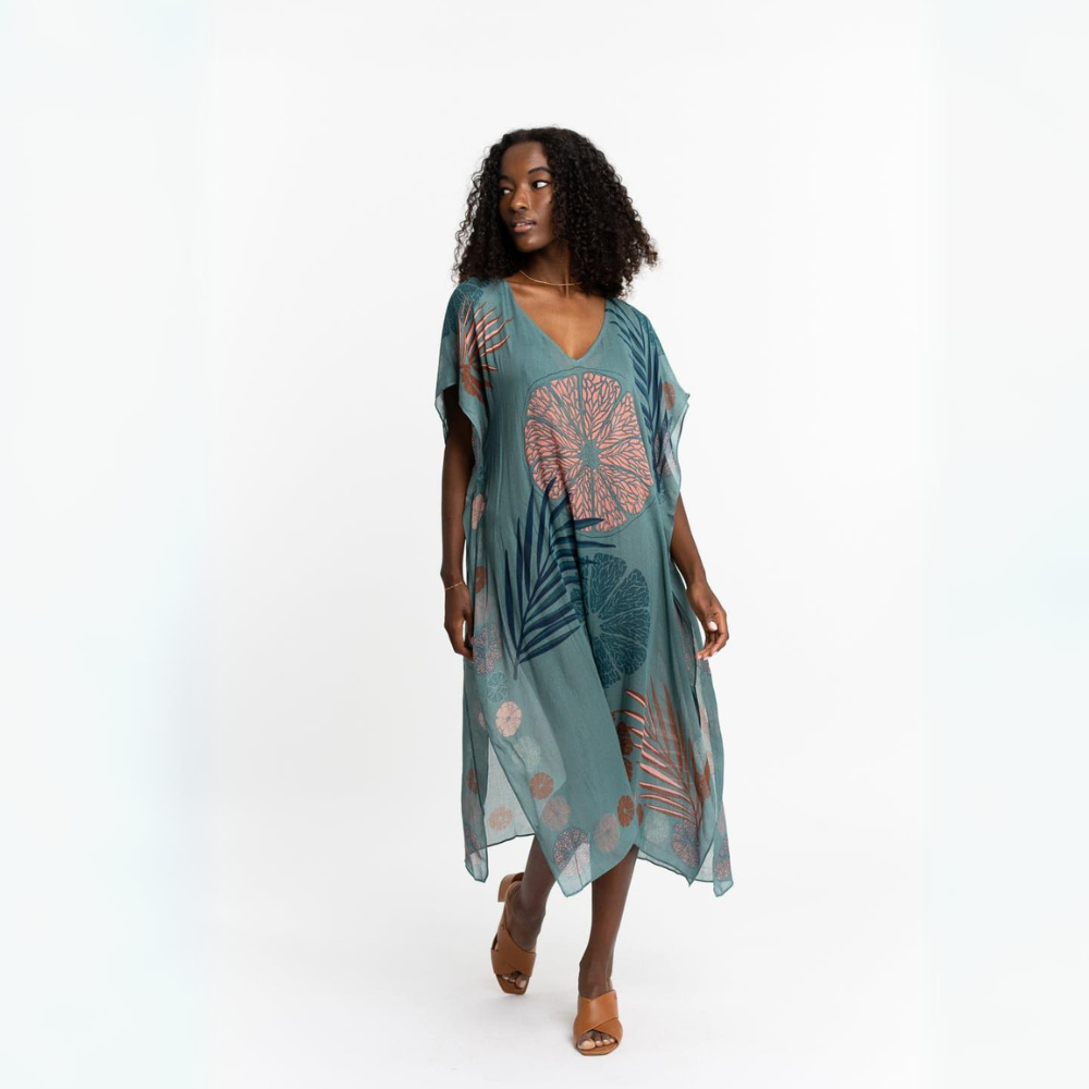 Gyal Bashy - Catano Printed Cover Up - Navy Palms  (Add-On)