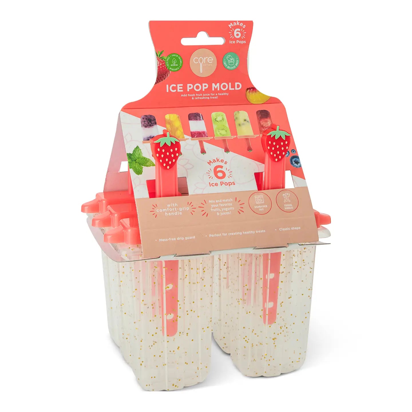6pc Premium Strawberry Ice Pop Mold - Py Glitter