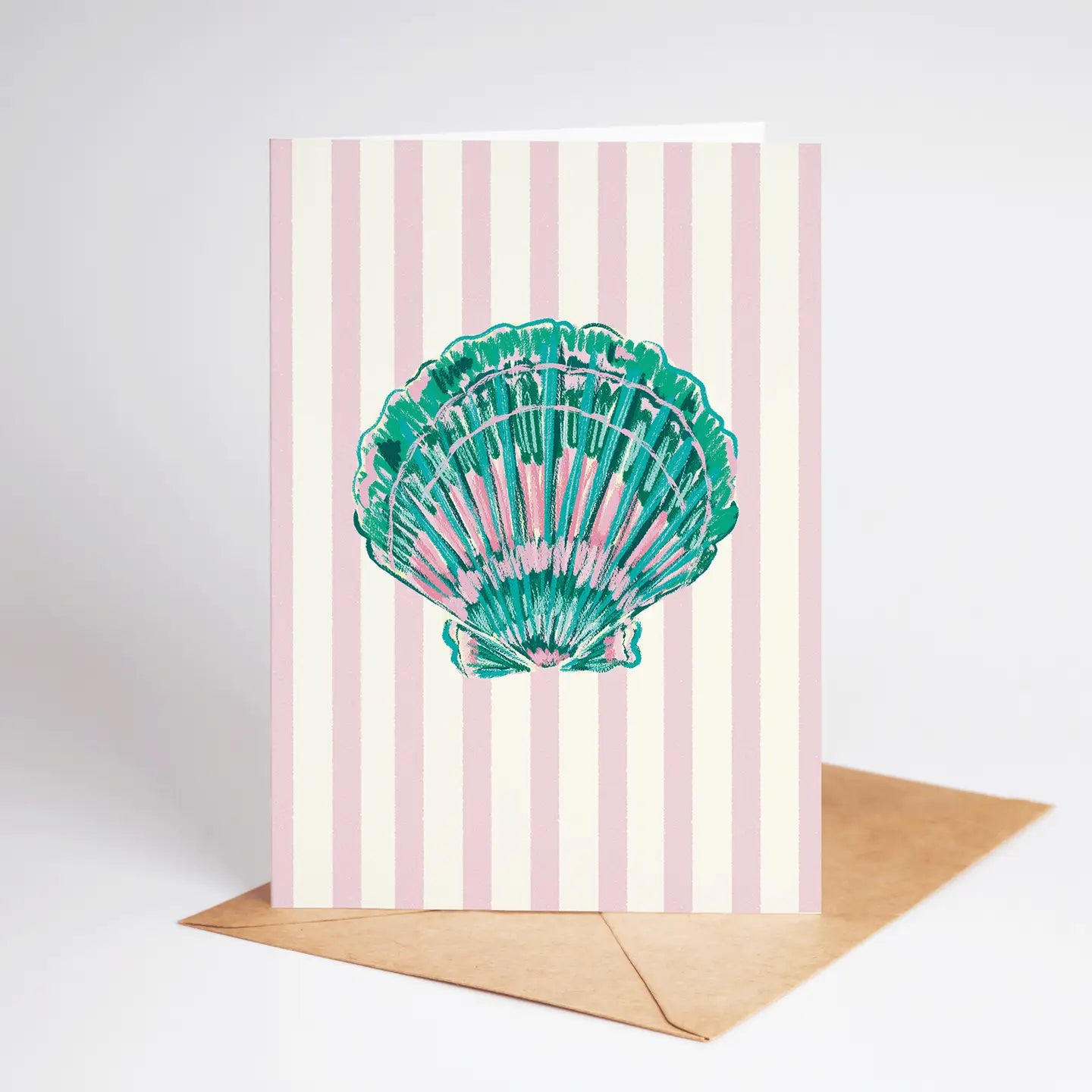 The Shelley Society - Colorful Seashell Beach Coastal Striped Greeting Card