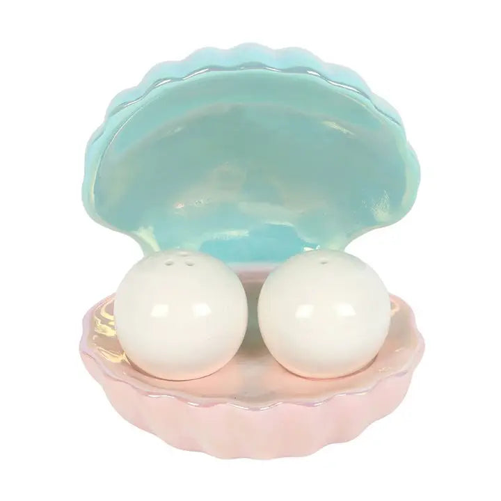 Something Different - Iridescent Clam Shell Coastal Salt and Pepper Shakers
