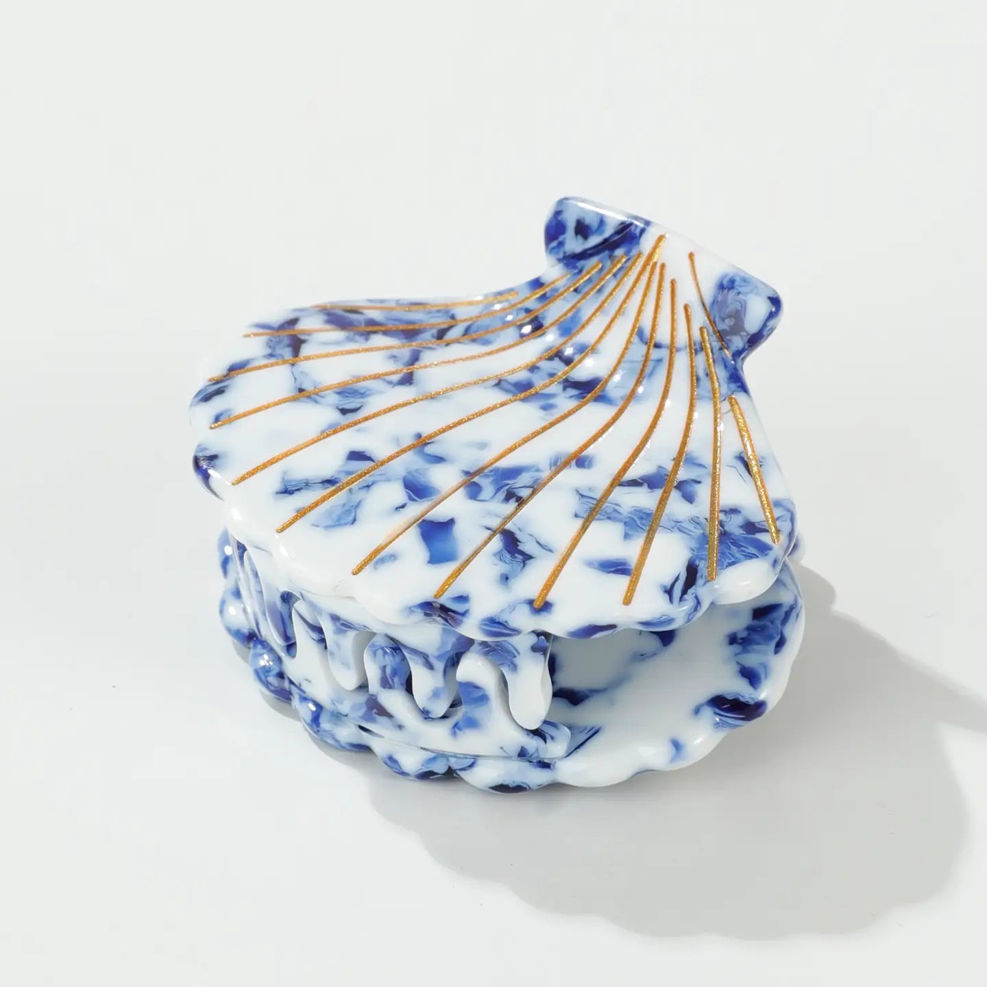 Coastal Blue Seashell Claw Clip - Small