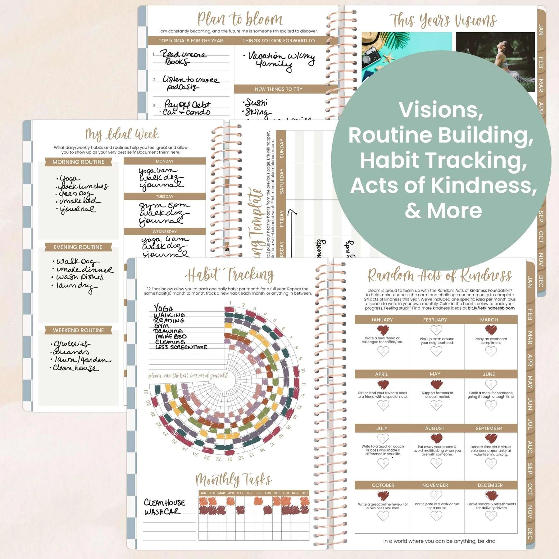 Bloom - 2026 Soft Cover Planner, 5.5" x 8.25", Checkered