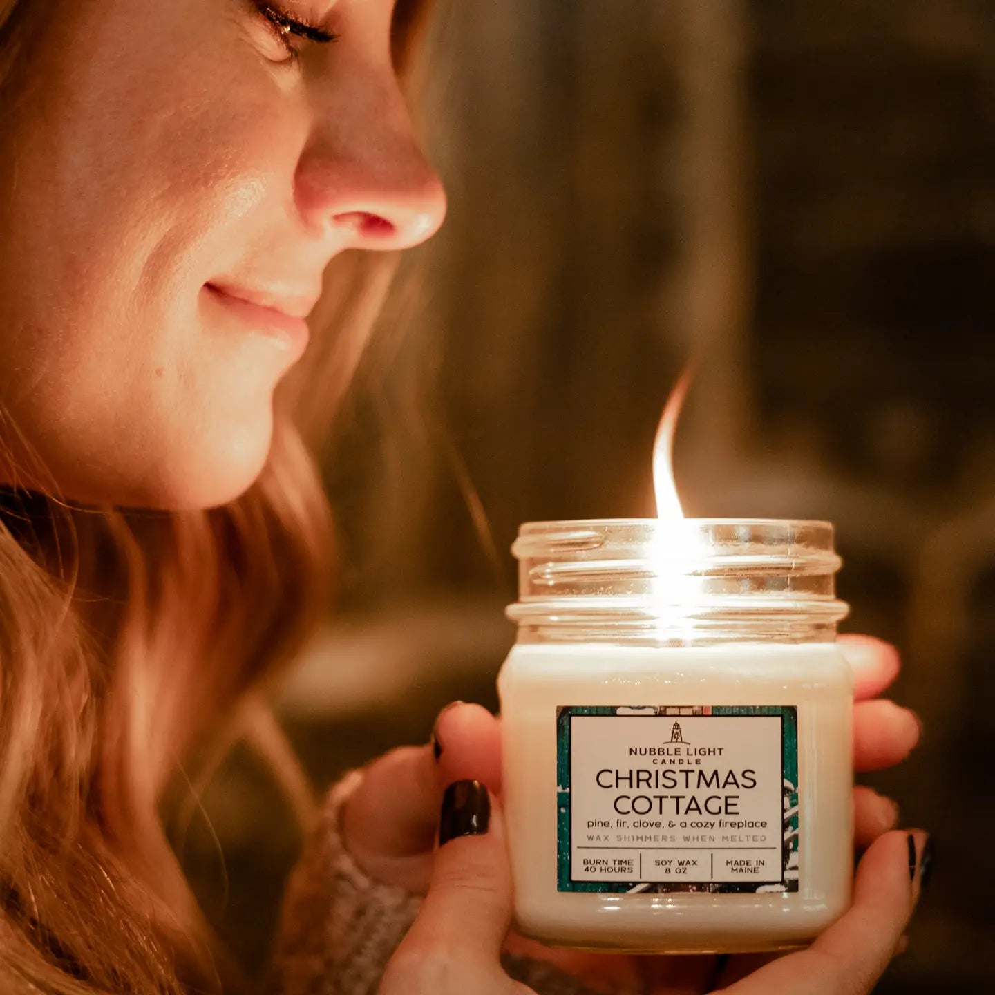 Nubble Light Candle - Christmas Cottage 8oz. Scented Soy Candle