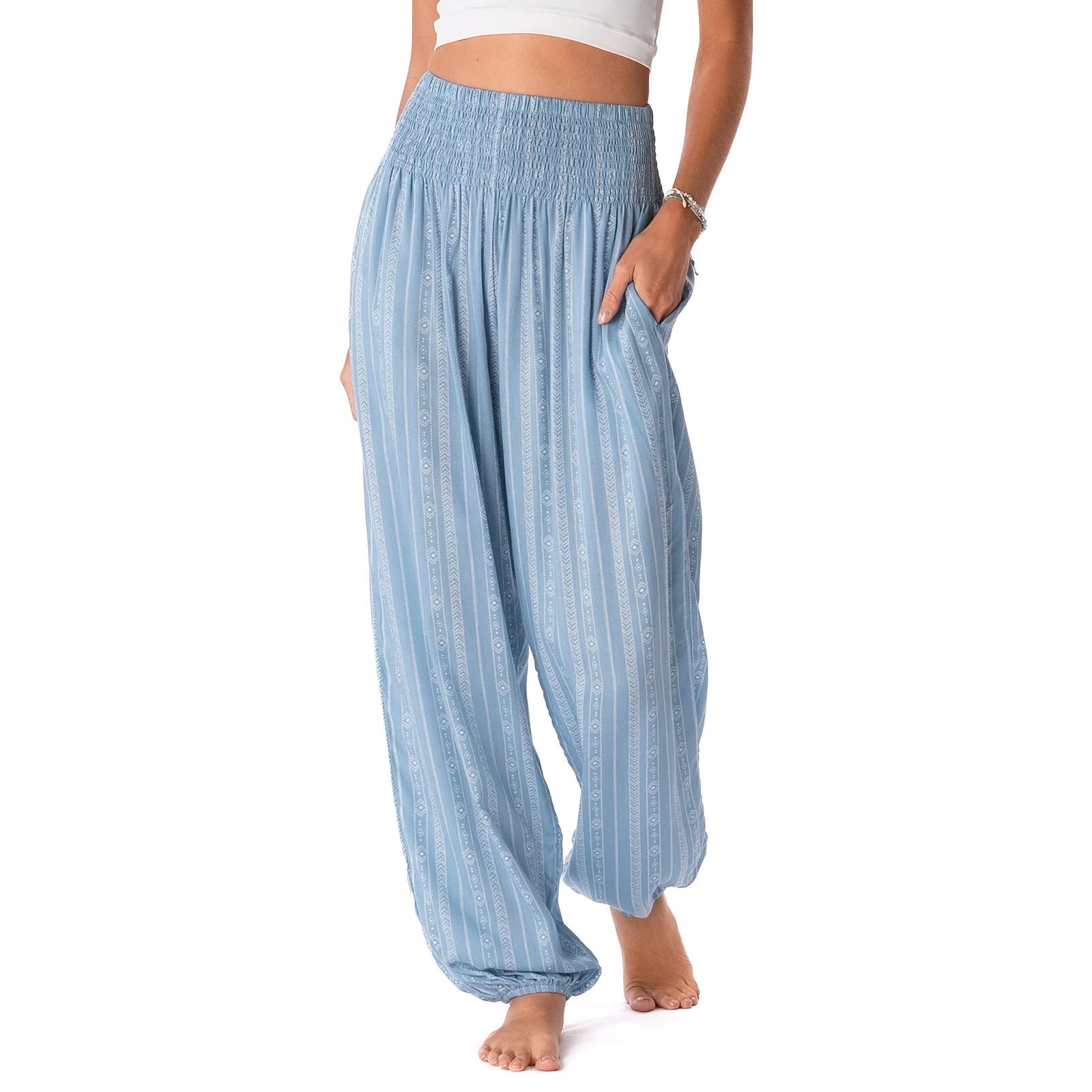 Lotus and Luna - Denim Blue Tribal Harem Pants
