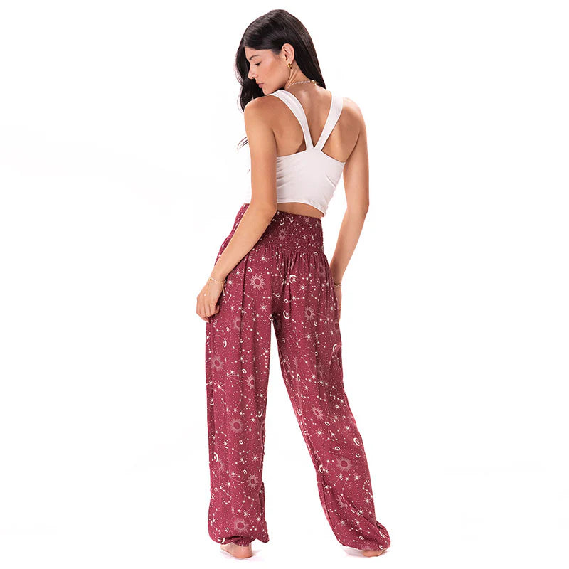 Lotus & Luna - Cranberry Starry Night Harem Pants