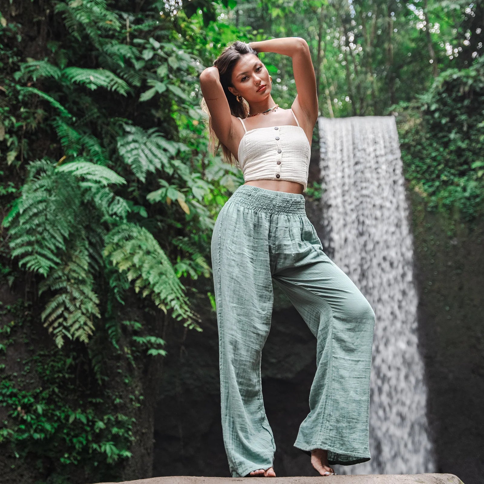 Lotus and Luna - Sage Wide Leg Cotton Pants (Add-On)
