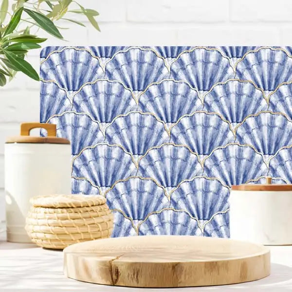 B McVan Designs - Blue Shell Repeat Glass Cutting Board