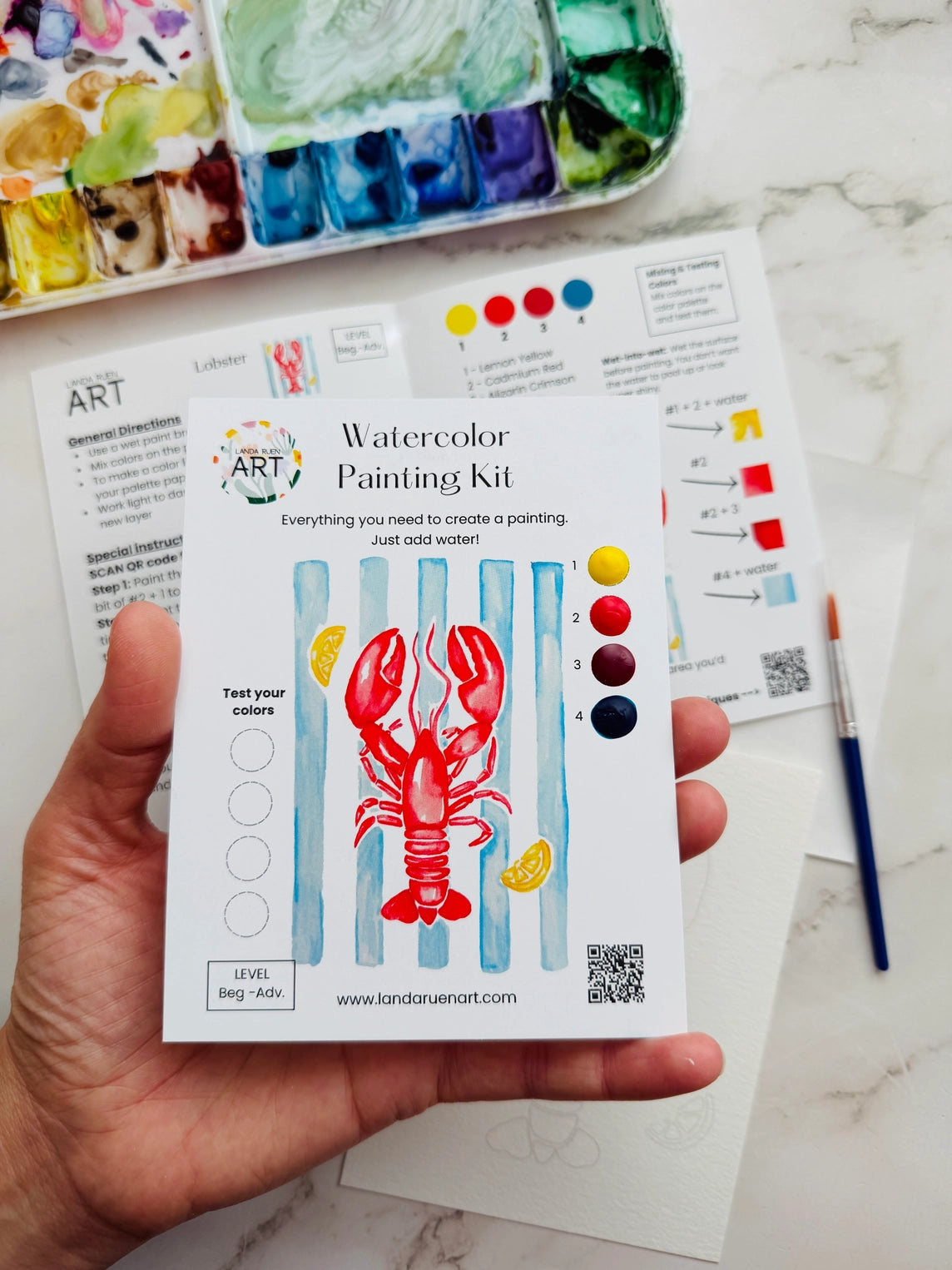 Landa Ruen Art - Lobster Watercolor Kit