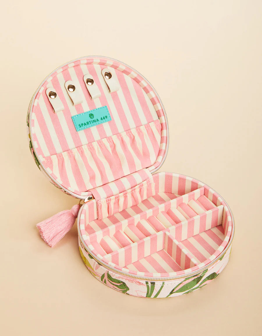 Spartina 449 - Large Round Jewelry Travel Case Palm Paradise