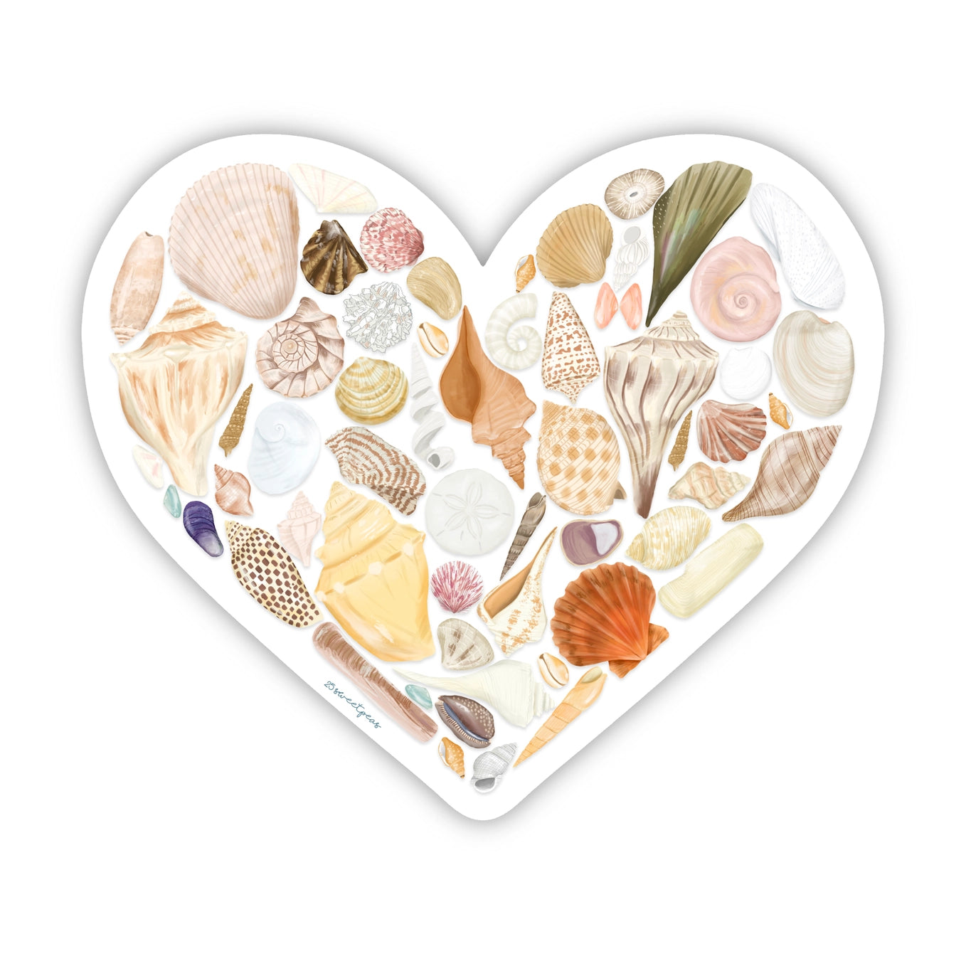 25 Sweetpeas - Seashell Lover Heart Sitcker