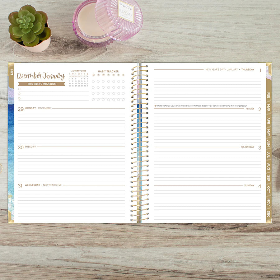 Bloom - 2026 Hard Cover Planner, 8.5" x 11", Coastal Calm