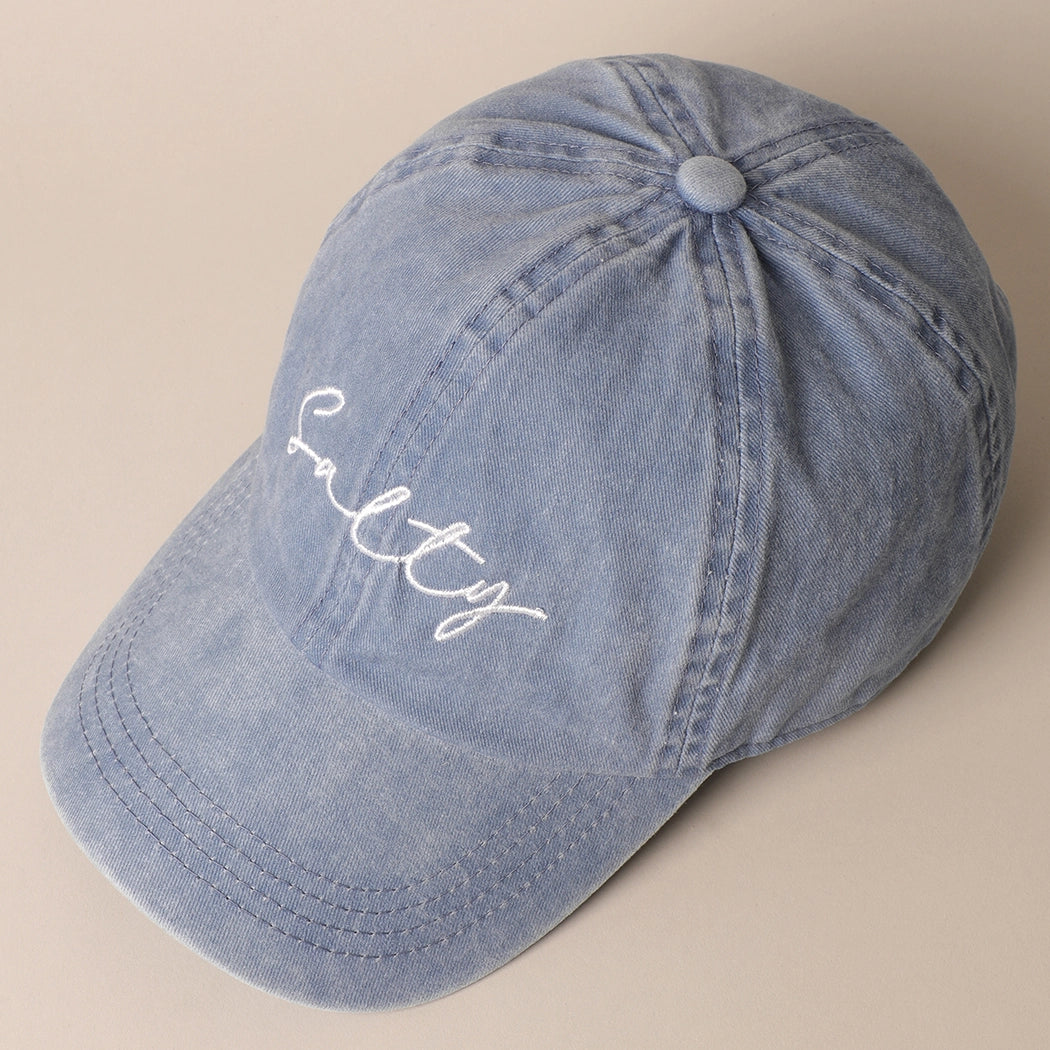 Salty Embroidered Baseball Cap - Denim Blue