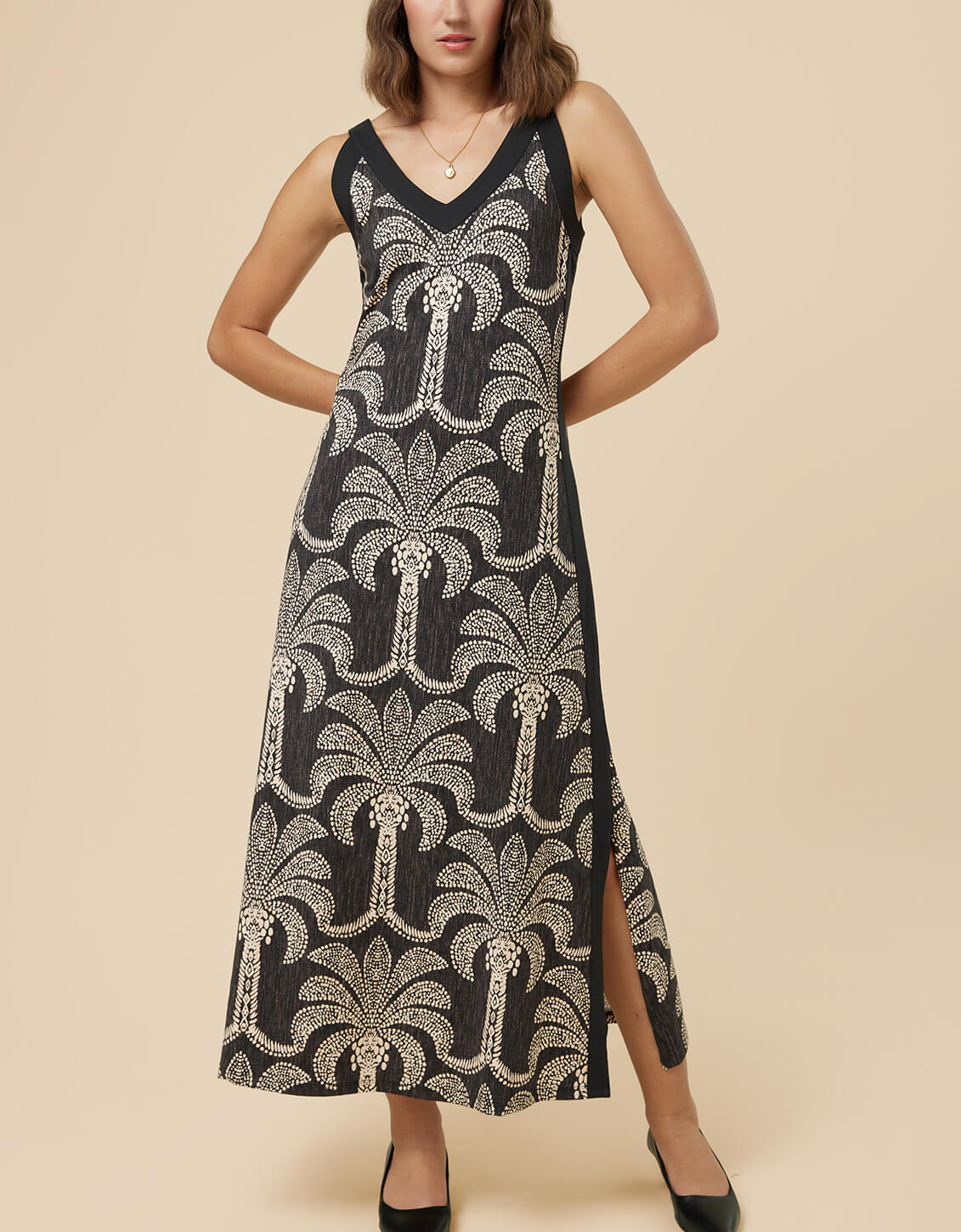 Spartina 449 - Marissa Midi Dress Bridge Street Palms Black