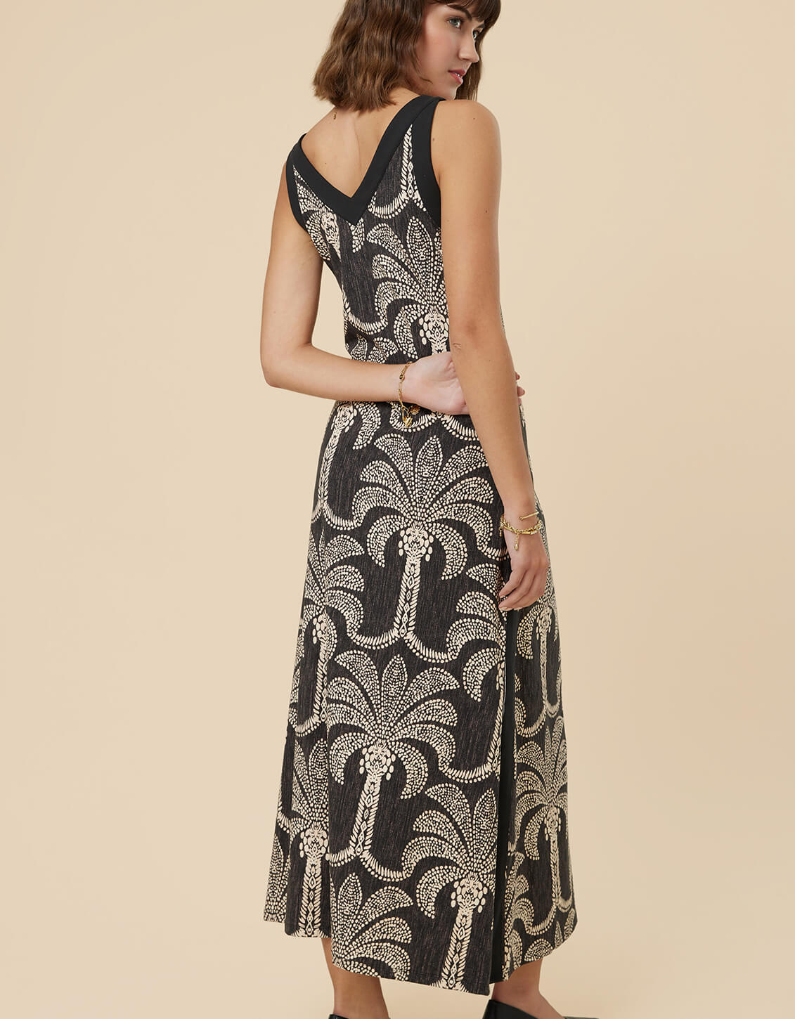 Spartina 449 - Marissa Midi Dress Bridge Street Palms Black