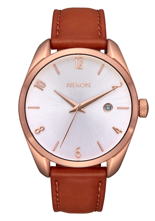 Nixon Thalia Leather Watch Rose Gold White Beachly