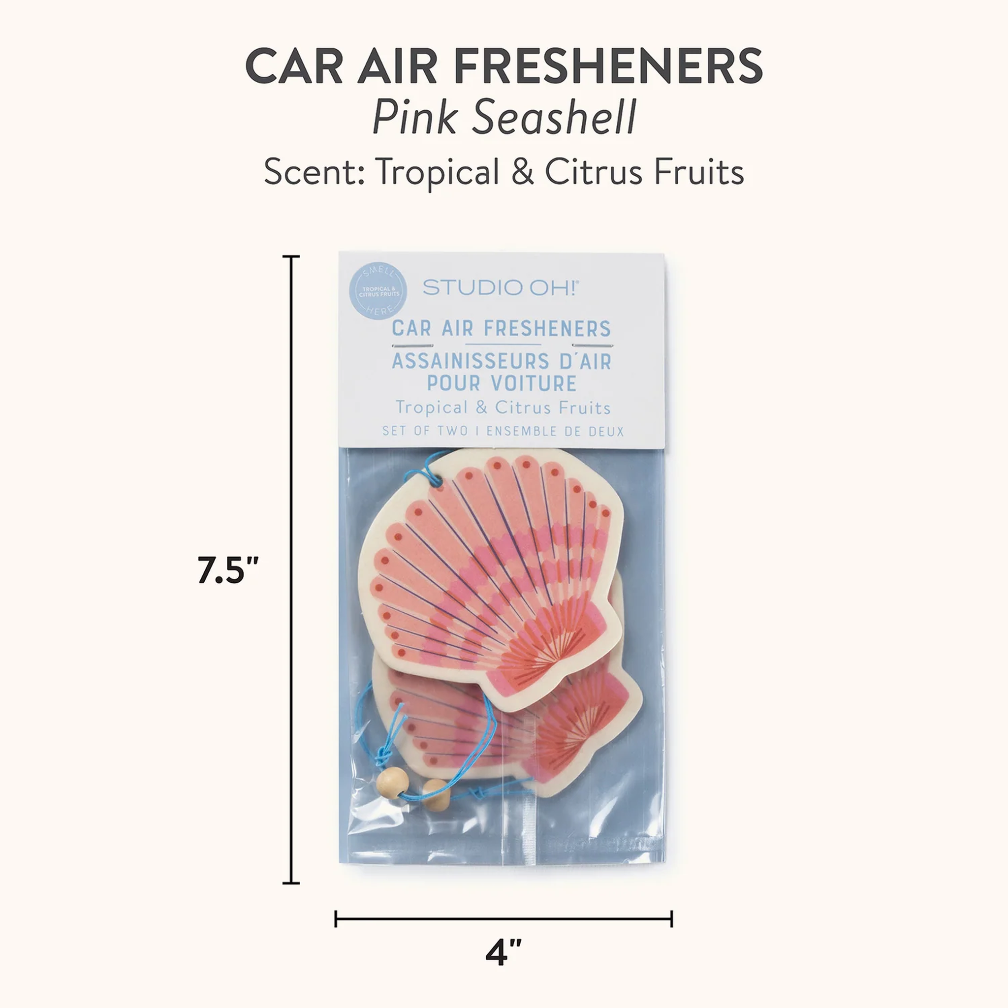 Studio Oh - The Pink Seashell Car Air Freshener (2 Pack)