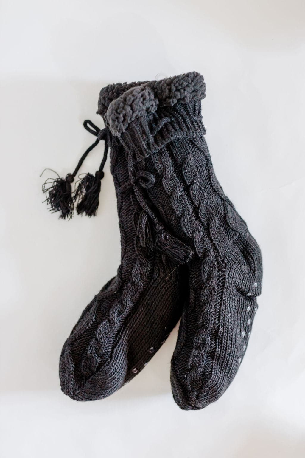 Gyal Bashy - Adult Knit Slipper Socks With Sherpa Lining - Black (Add-On)