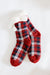 Gyal Bashy - Adult Knit Slipper Socks With Sherpa Lining - Red Check