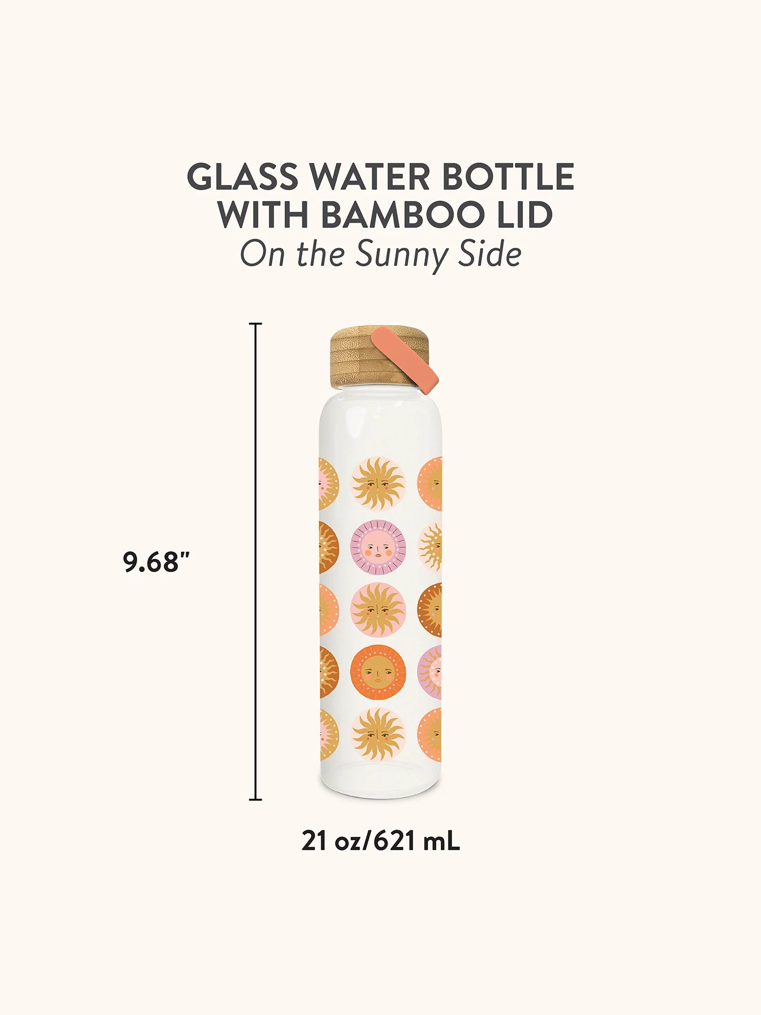 Studio Oh - On the Sunny Side Glass Water Bottle with Bamboo Lid