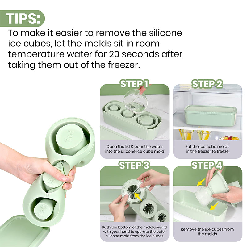 Amore Kitchen - 3 Section Silicone Cylinder Ice Mold for Tumbler Cup (Add-On)