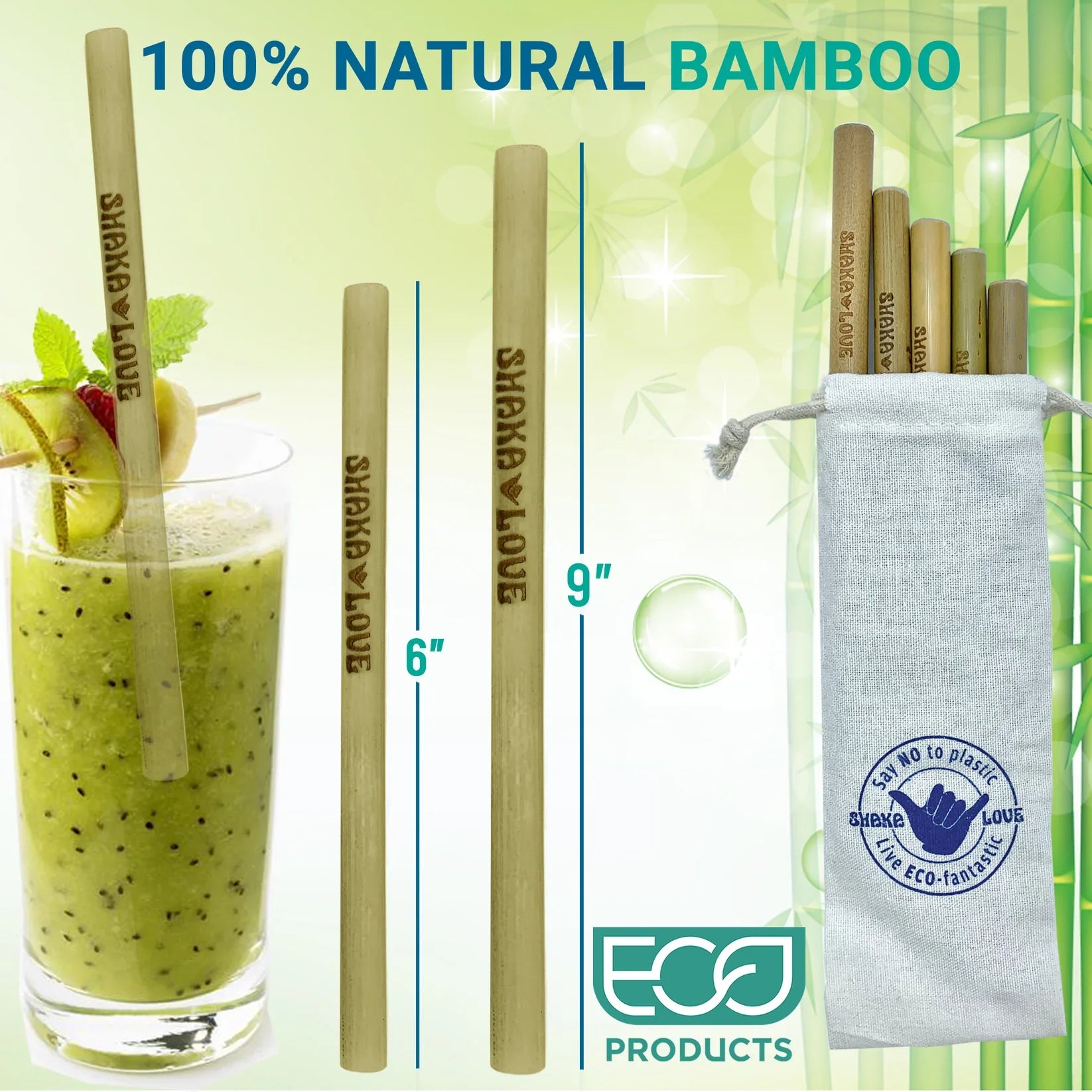 Shaka Love - Bamboo Straw Set - 6 inch (Add-On)