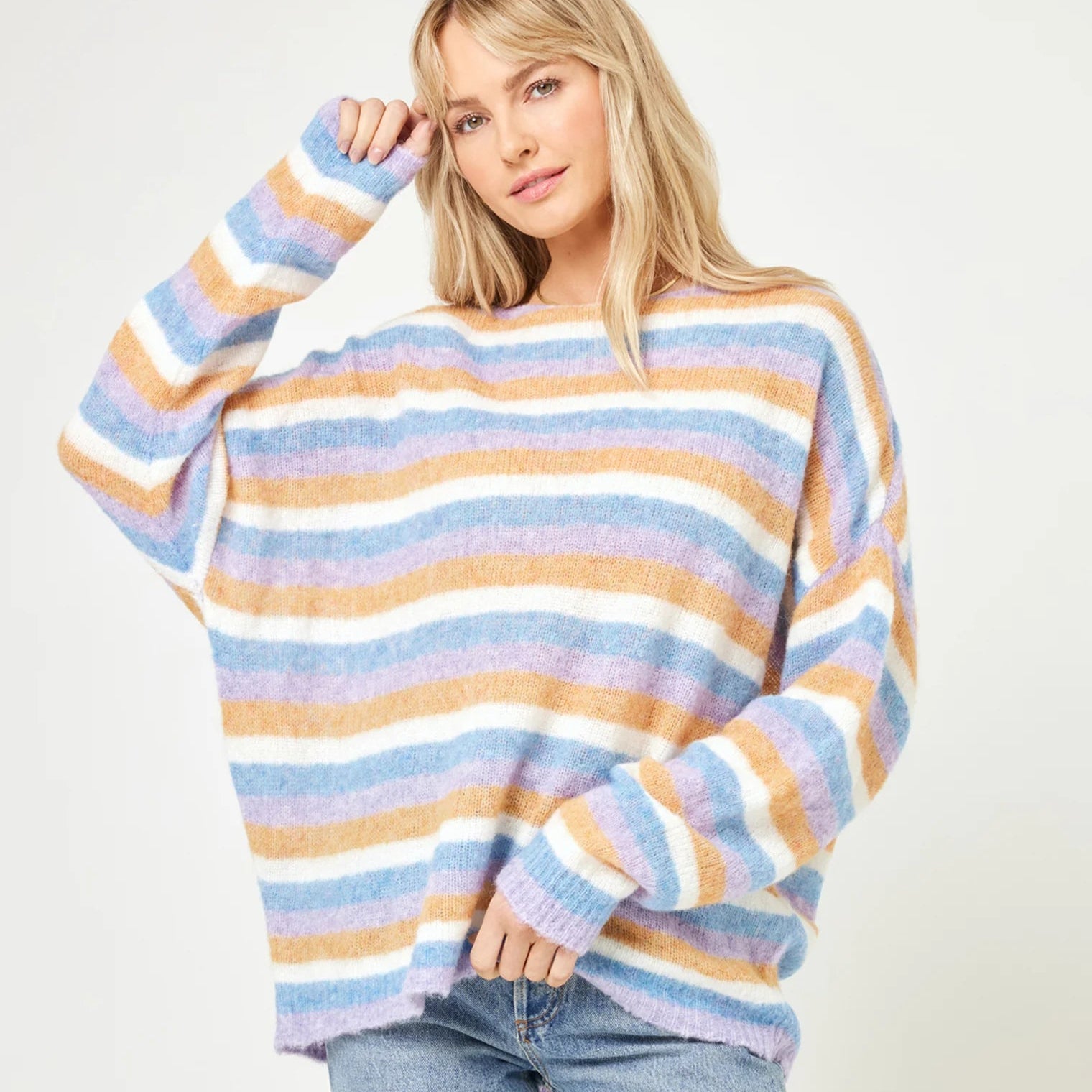 L Space - Cozy Clouds Sweater - Beautiful Skies Stripe