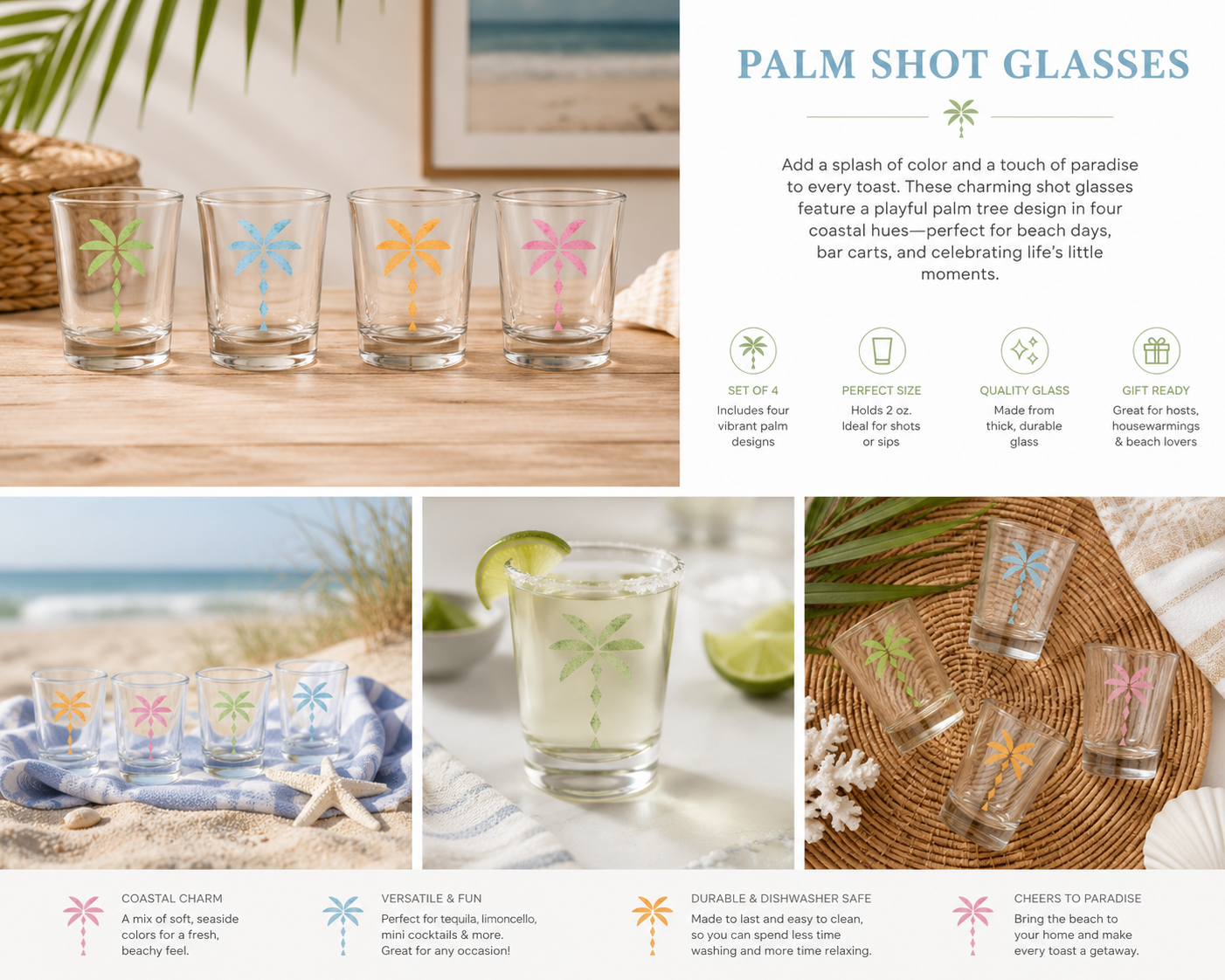 Frasier Sterling - Palm 4 Pack Shot Glasses