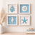 Beachly - The Coastal Collection Set of 4 Framed 3D Coastal Wall Art Pieces