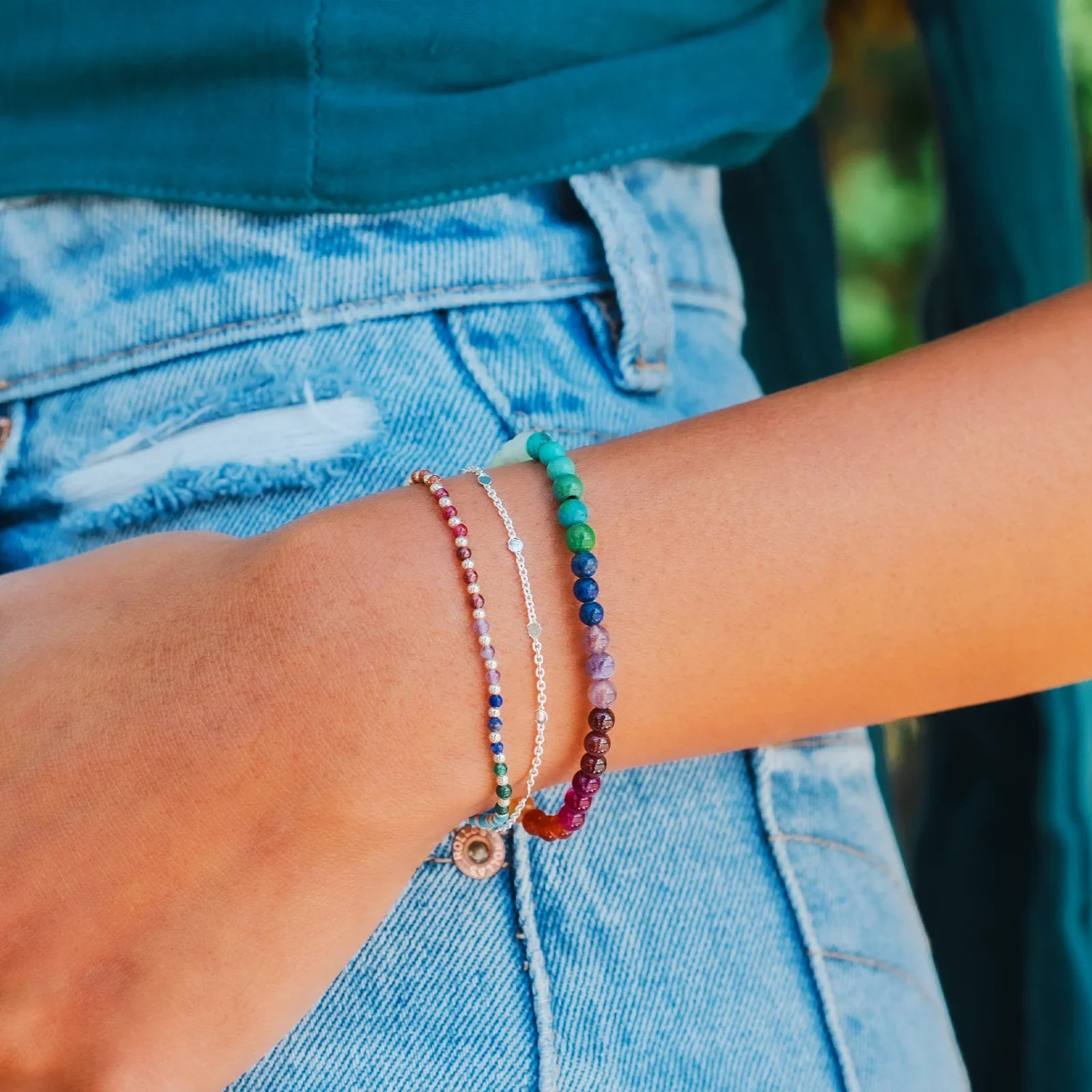 Lotus and Luna - Divine Healer 2mm Metal Accent Healing Bracelet