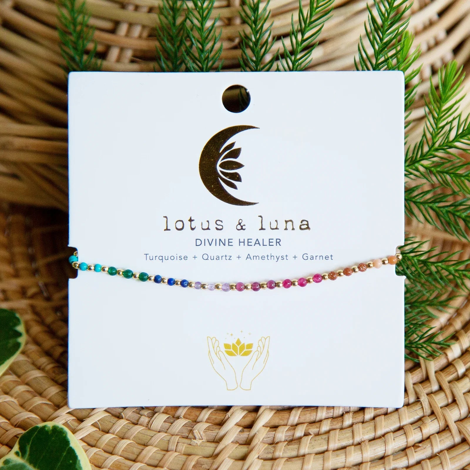 Lotus and Luna - Divine Healer 2mm Metal Accent Healing Bracelet