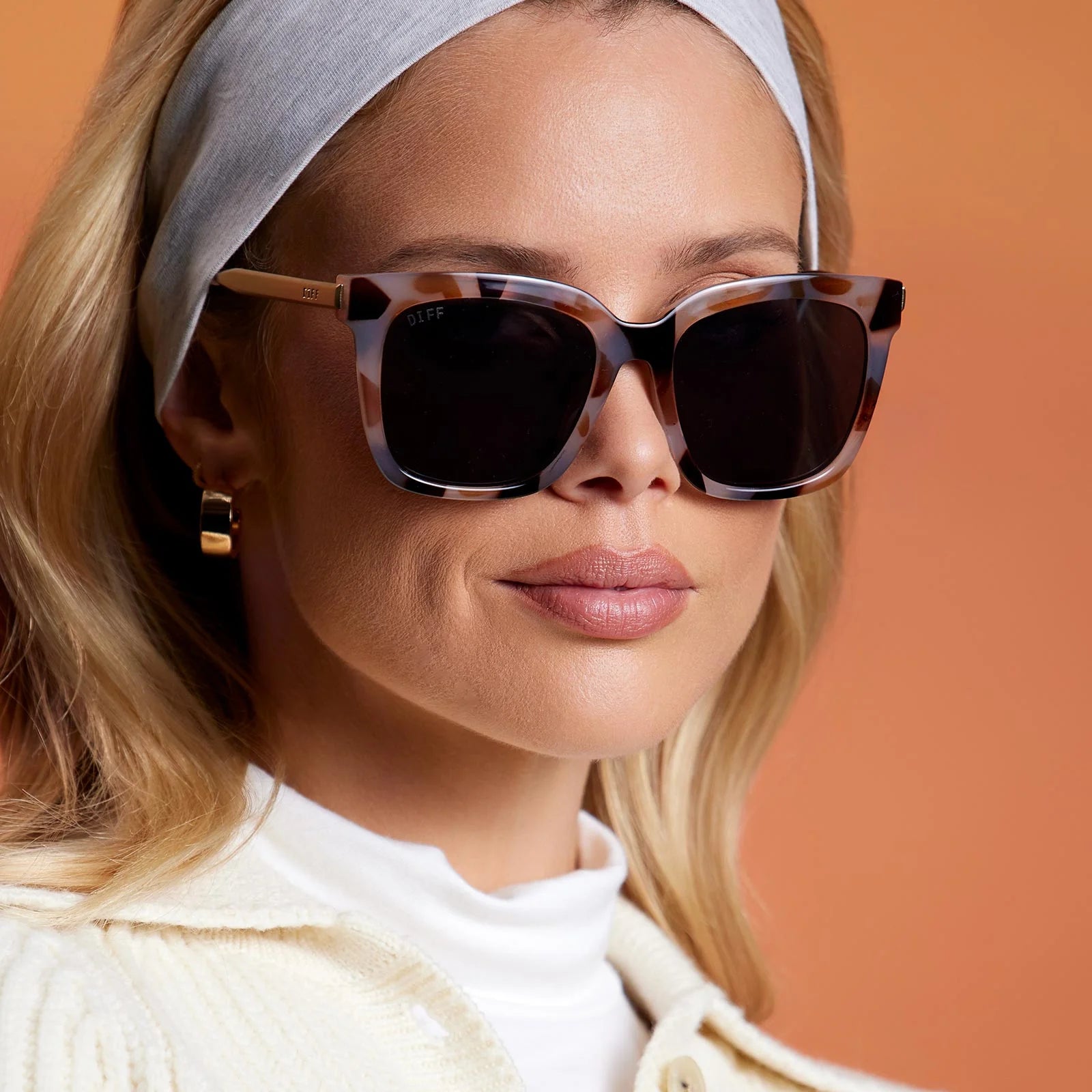 Diff Eyewear - Hailey Sunglasses - Cream Tortoise and Grey + Cleaning Kit Bundle (Add-On)