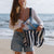 Caribbean Joe - The Frayed Striped Canvas Tote - Navy Combo