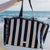 Caribbean Joe - The Frayed Striped Canvas Tote - Navy Combo