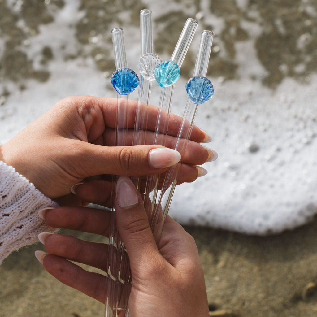 Beachly - The Sip by the Sea Glass Icon Straw Set