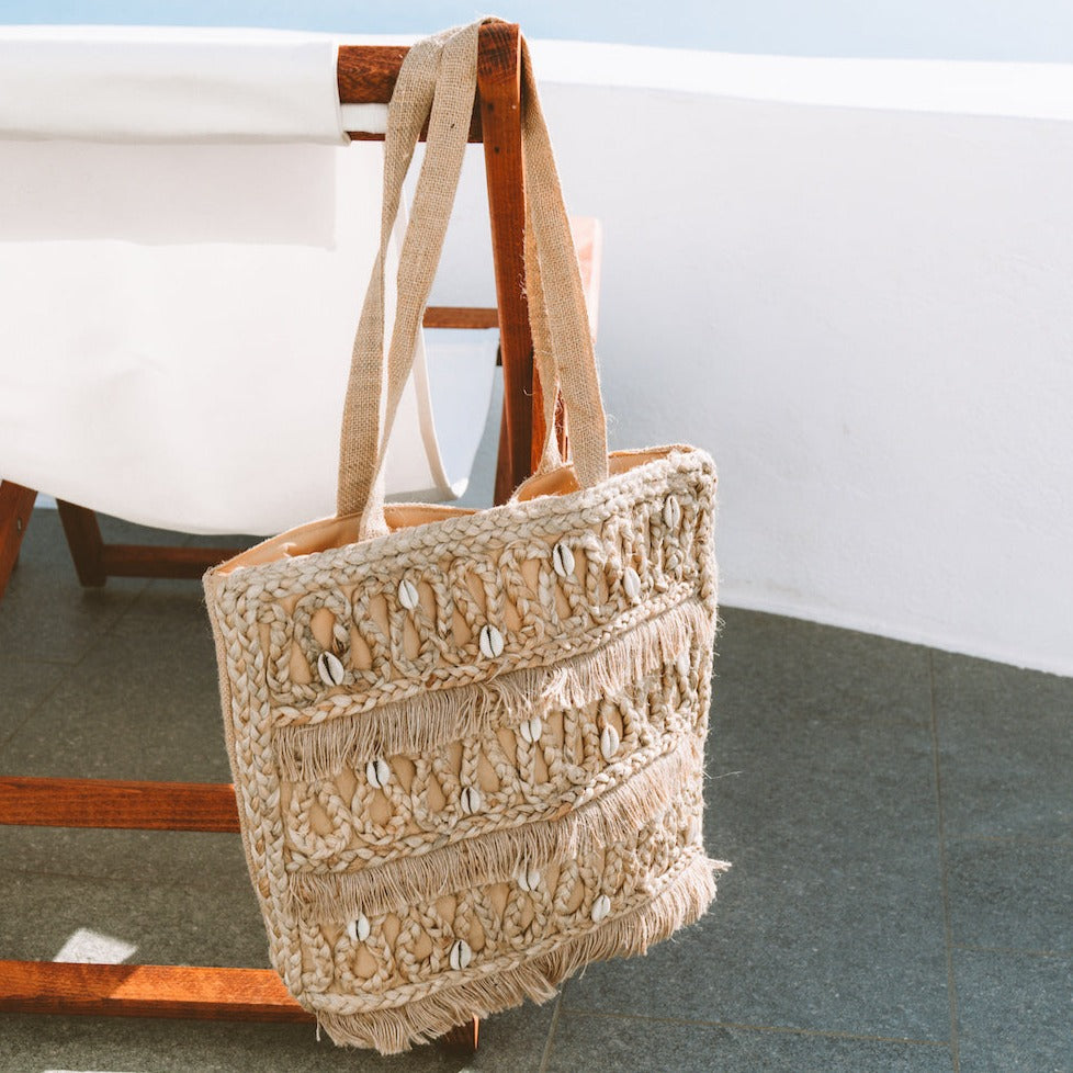 Salt + Umber - Isla Jute Seashell Tote (+)