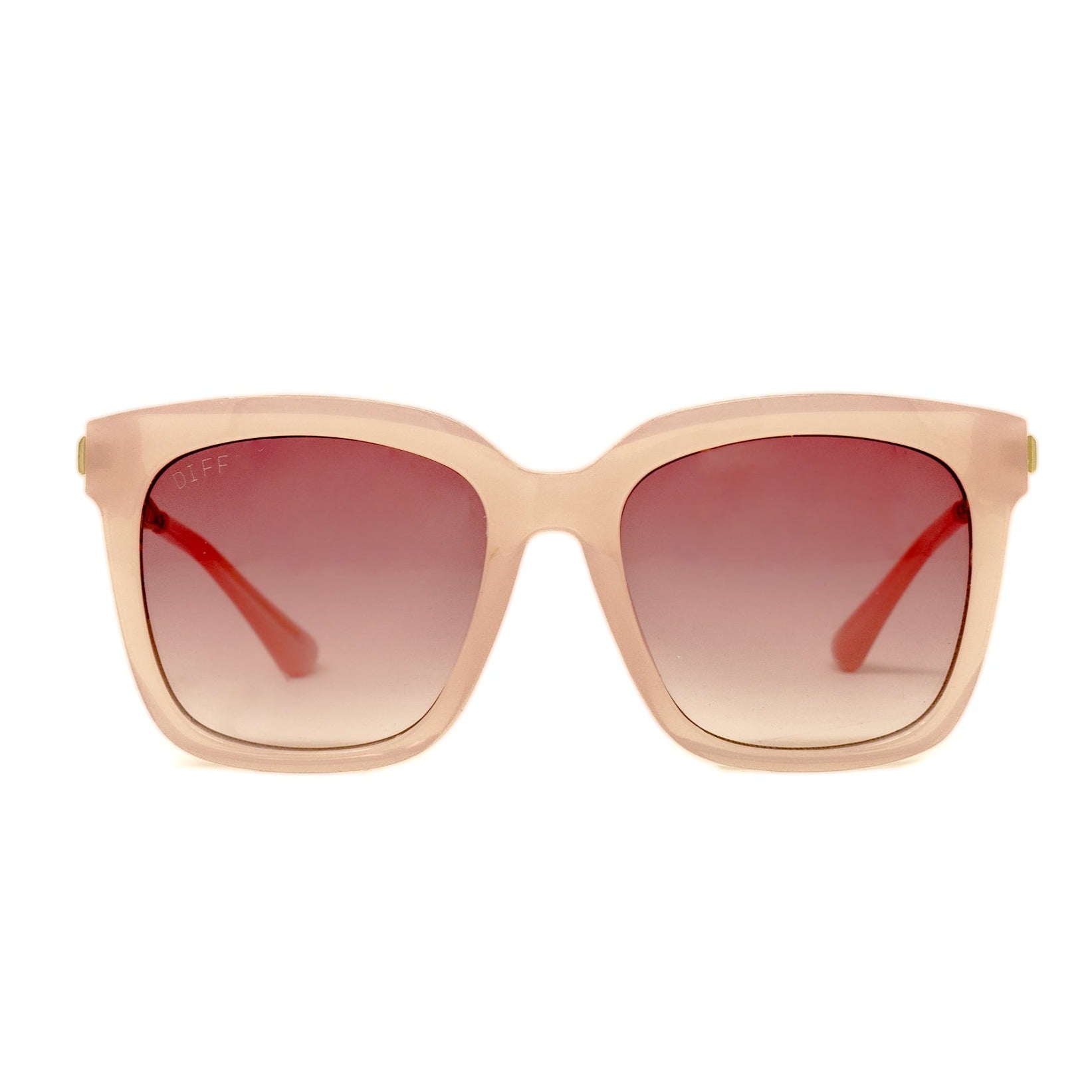Diff Eyewear - Hailey Sunglass & Cleaning Kit Bundle - Pink Crystal + Rose Gradient Lens (Add-On)