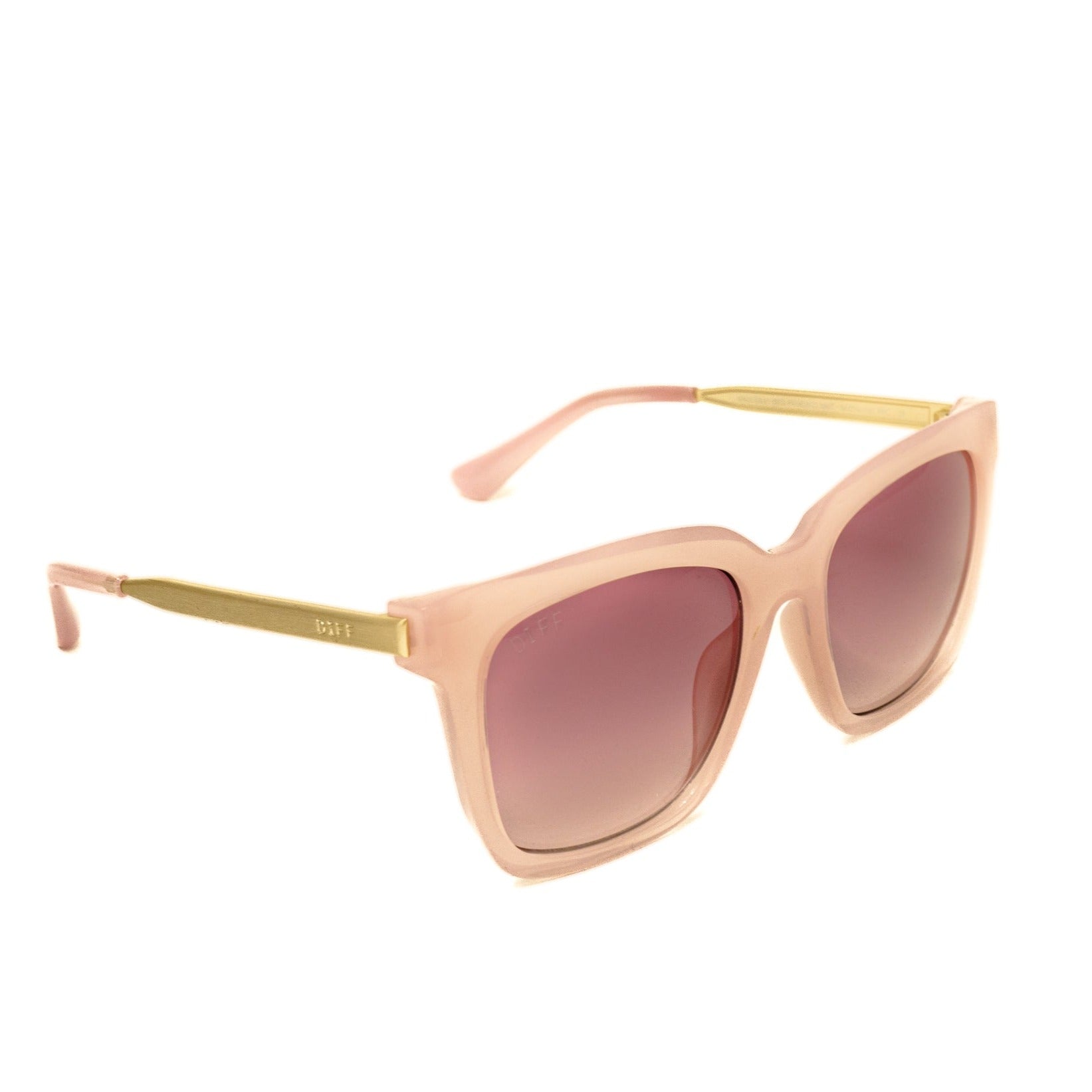 Diff Eyewear - Hailey Sunglass & Cleaning Kit Bundle - Pink Crystal + Rose Gradient Lens (Add-On)