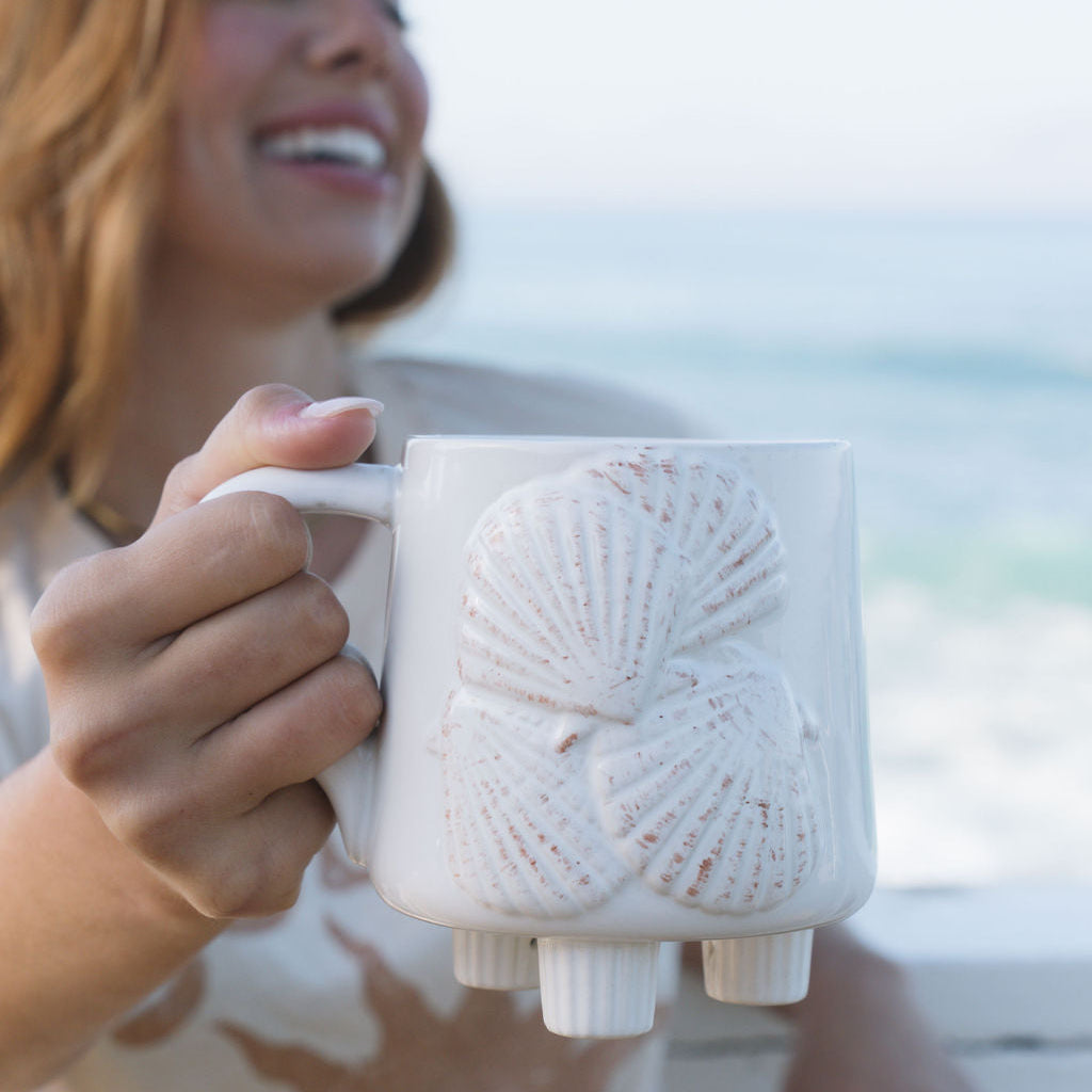 Beachly - The Morning Tide Set of 2 Shell-Inspired Ceramic Mugs