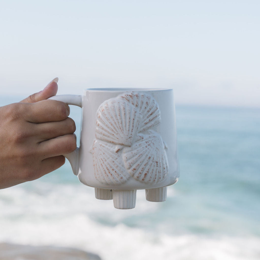Beachly - The Morning Tide Set of 2 Shell-Inspired Ceramic Mugs