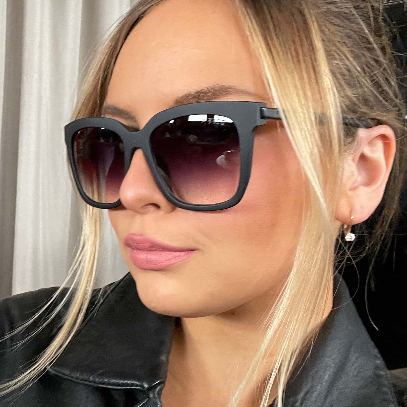 Diff Eyewear - Hailey Sunglasses - Matte Black Sharp Grey Gradient (Add-On)