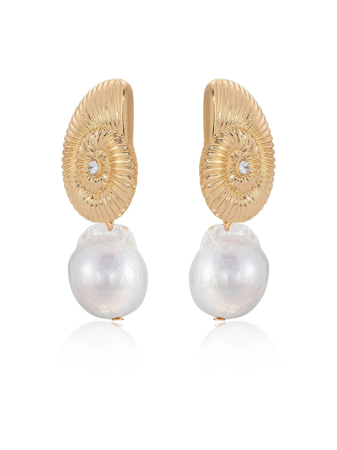 Ettika - Nautilus Shell Freshwater Pearl Earrings