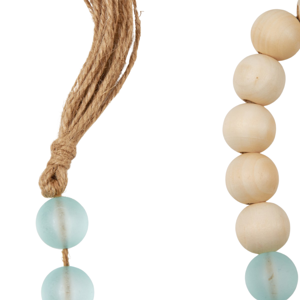 Primitives by Kathy - Wood and Sea Glass Garland