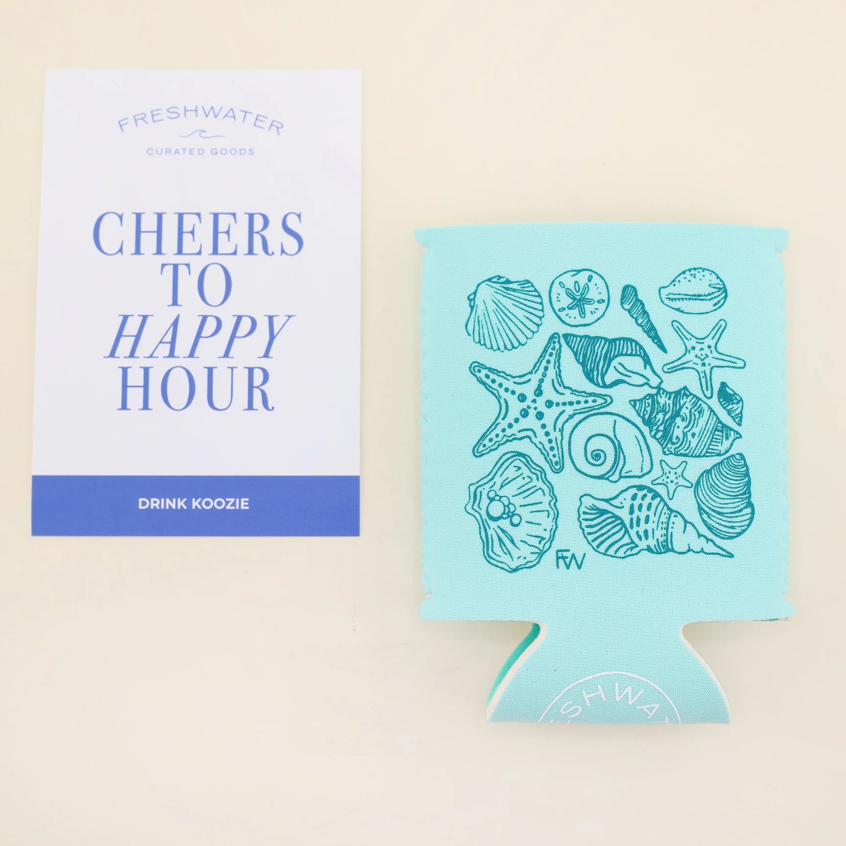 Freshwater Curated Goods - Seashells Drink Koozie (Add-On)