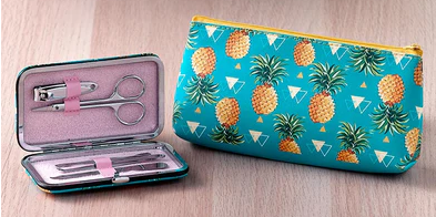 Go Far - 2 Cosmetic Case & Manicure Set (Pineapple and Watermelon)