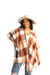 Gyal Bashy - Recycled Plaid Ruana with Fringe - Neutral