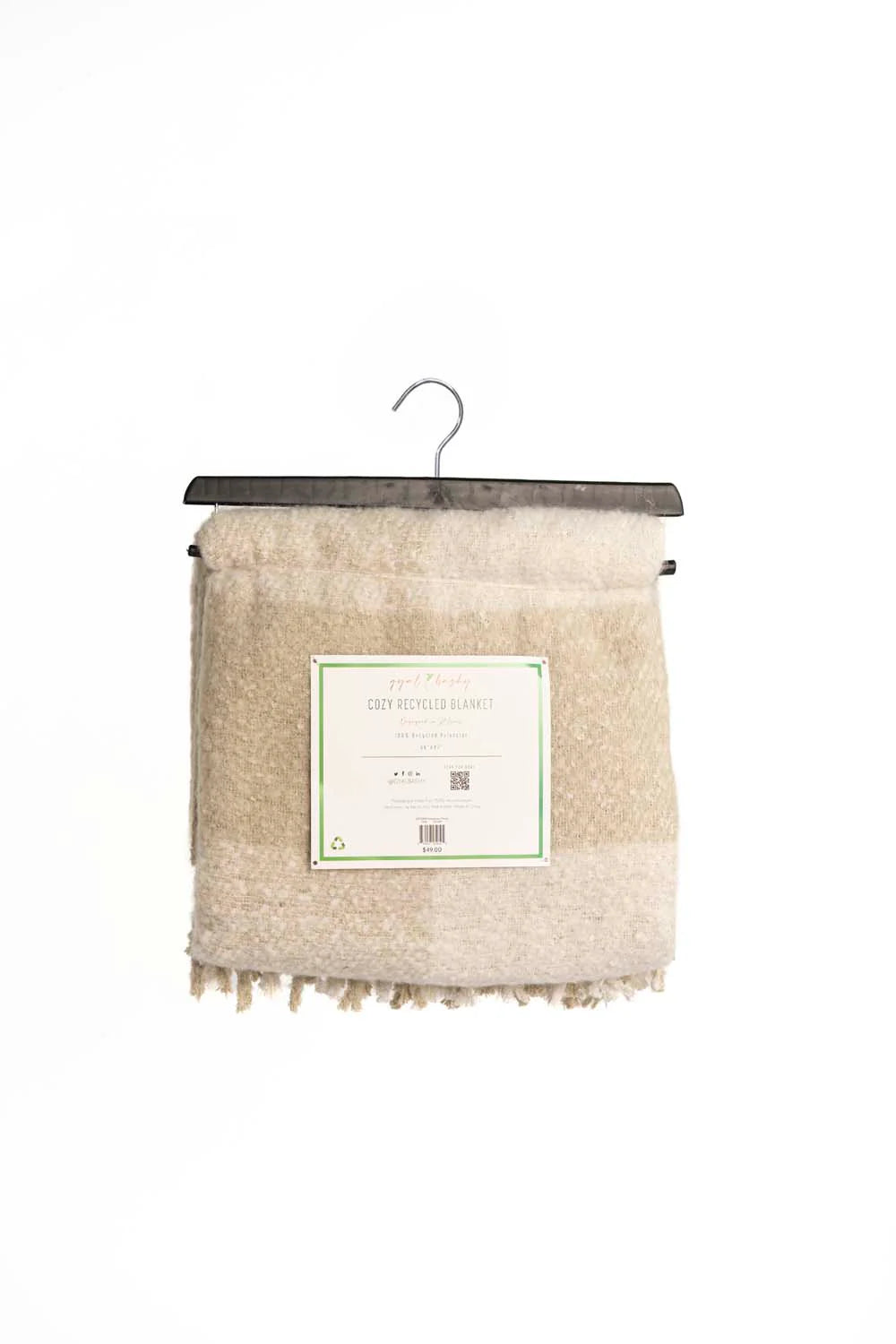 Gyal Bashy - Cozy Recycled Throw Blanket - Oat Stripe (Add-On)