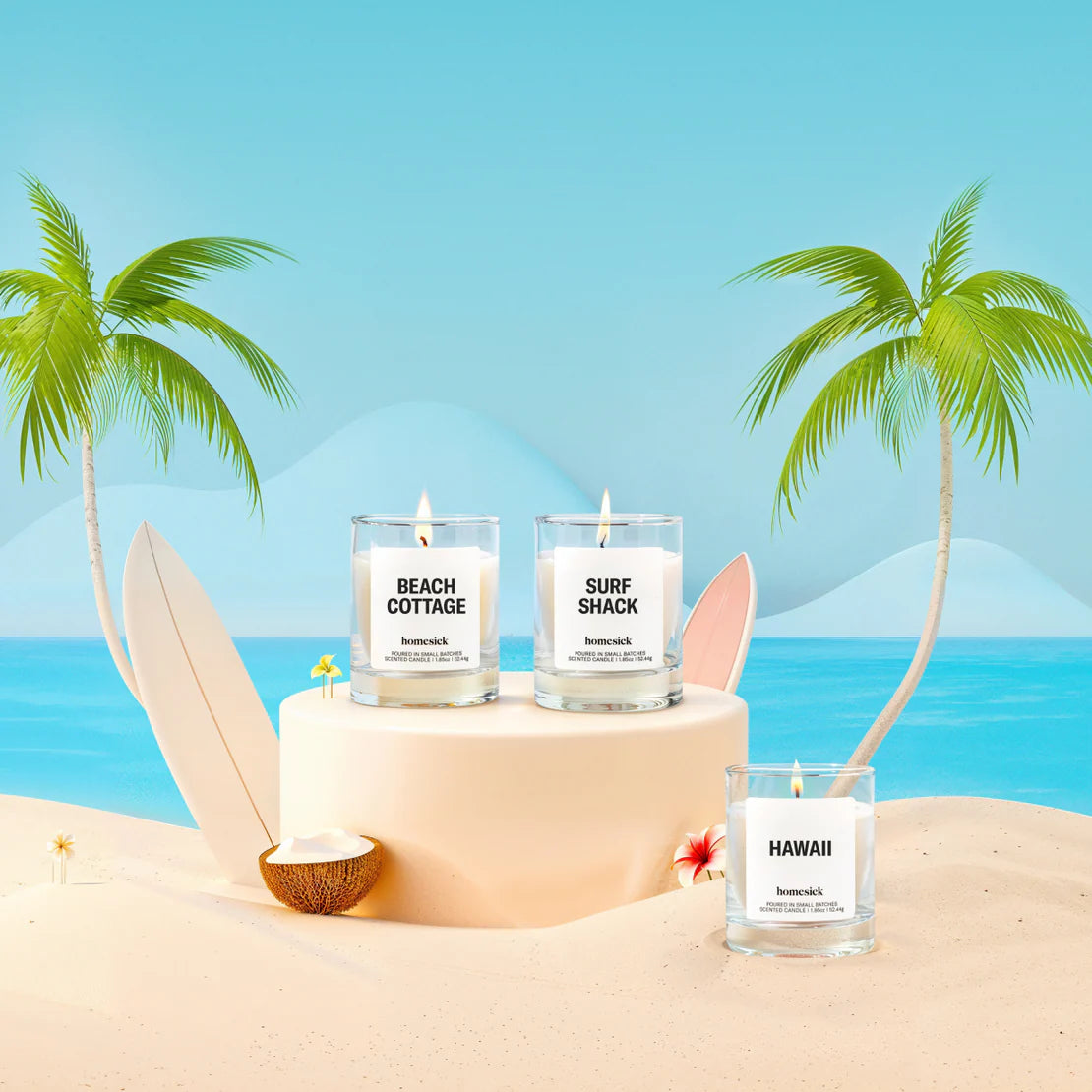 Homesick - Beach Vacay Mini Candle Trio