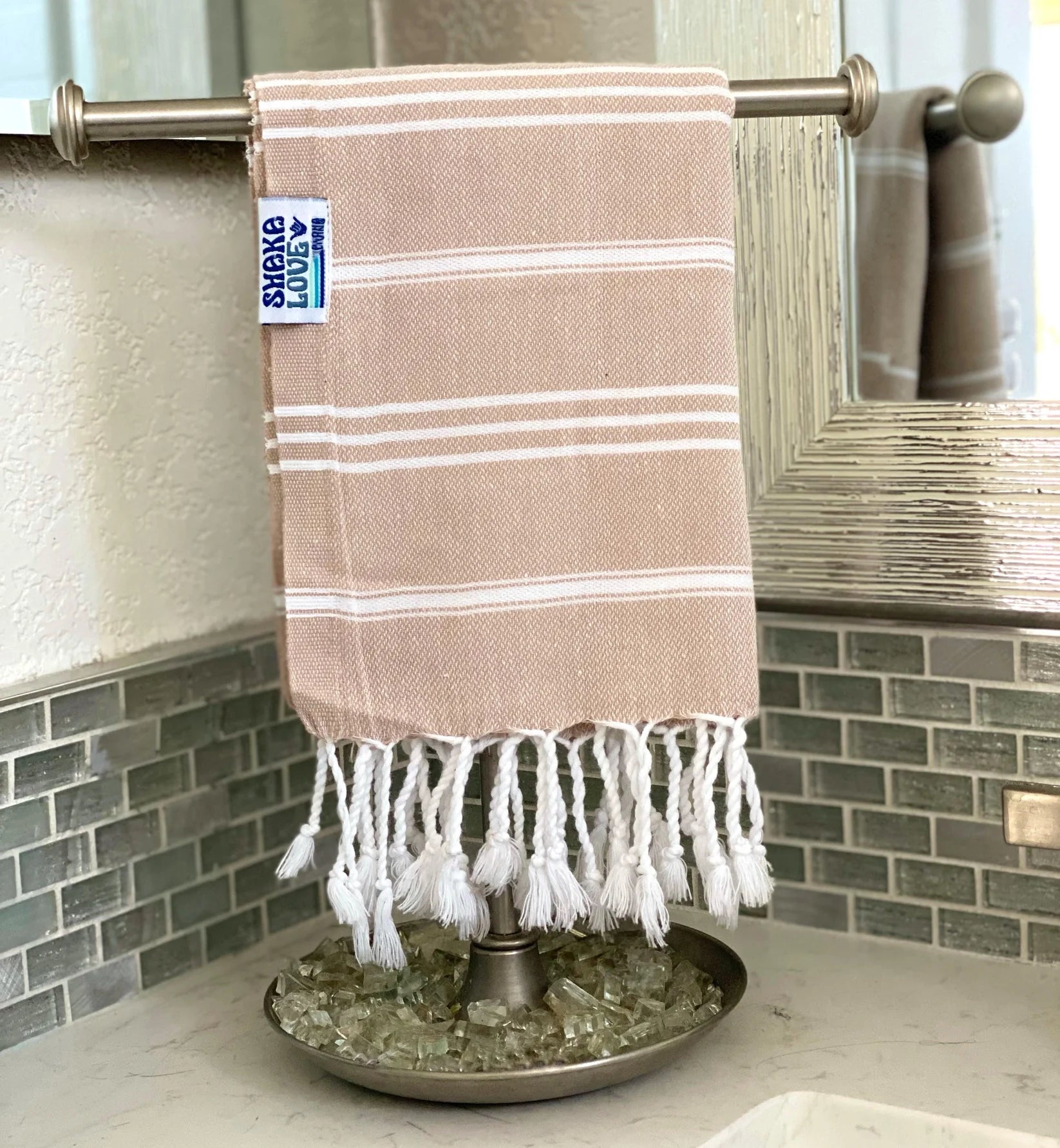 Shaka Love - Sandy Beige Turkish Hand Towels Set of 2 (Add-On)