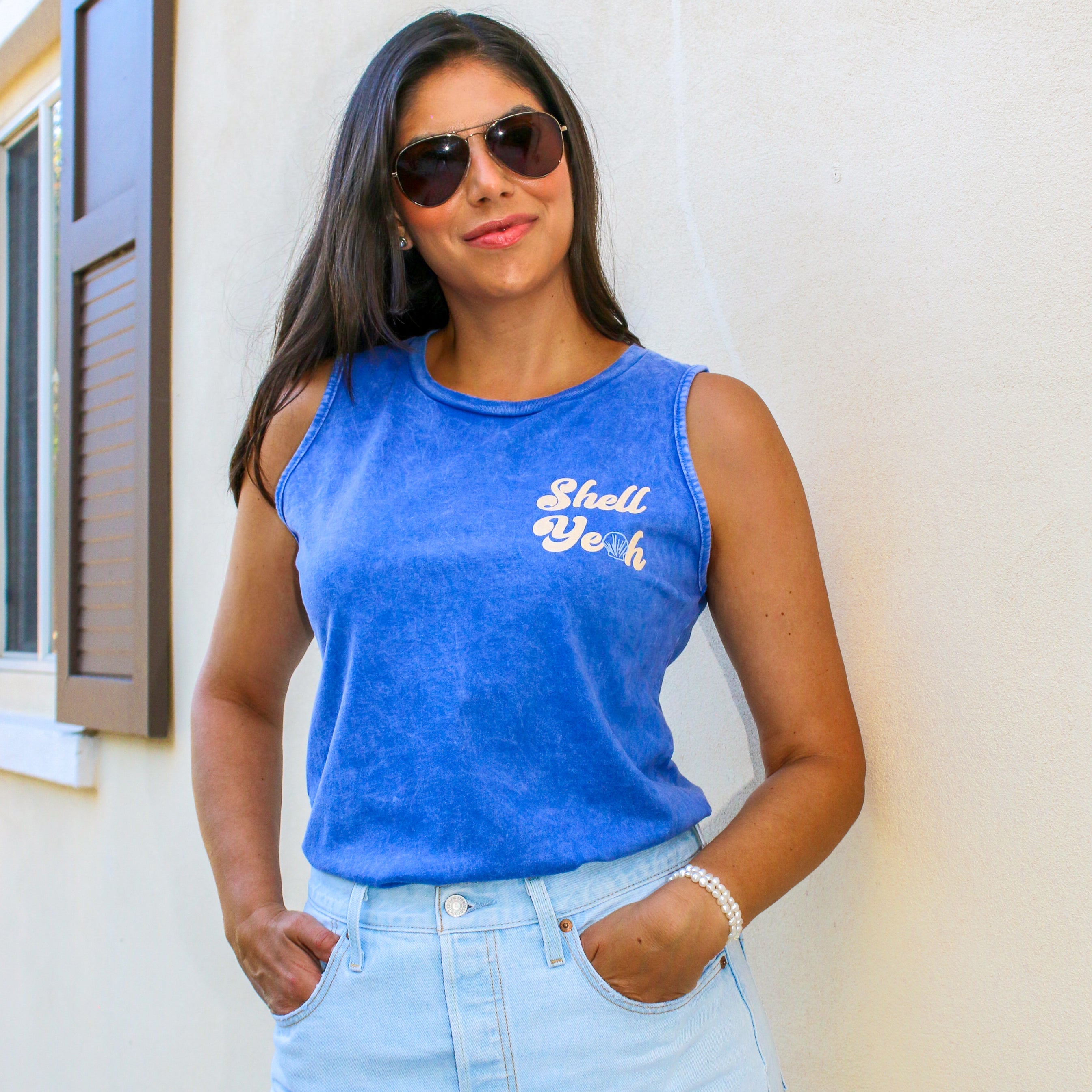 Beachly - Shell Yeah Tank - Mineral Saphire