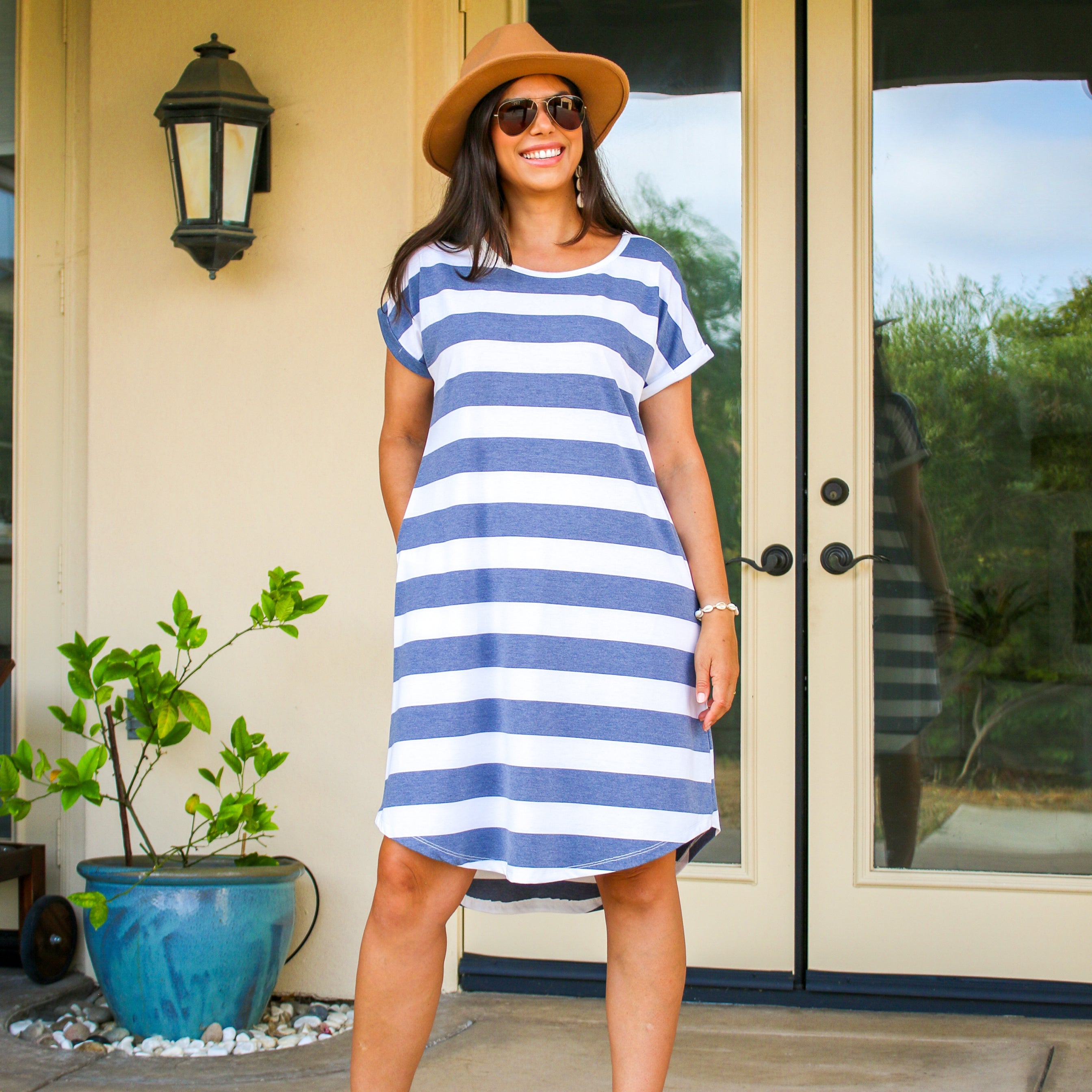 Beachly - Charlie Striped Dress - Cobalt Stripe